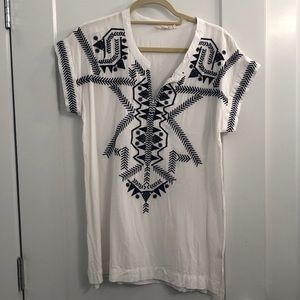 White Aztec Design Bathing Suit Cover Up | M